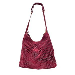 FENDI Vintage Perforated Suede Bucket/Crossbody Bag with Attached Coin Purse